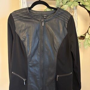 Alfani Black Faux-Leather Panel Zip-Up Jacket